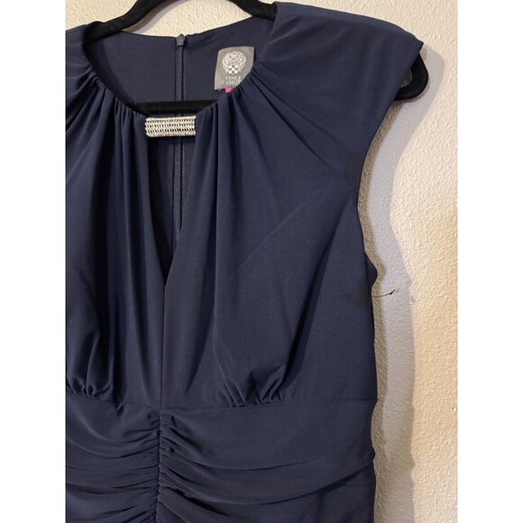 Vince Camuto Long Formal Dress 12 Blue Sleeveless Wedding Party Cruise Washable - Picture 8 of 14